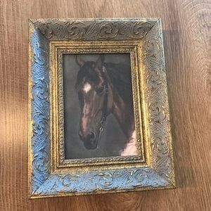 Petal Lane Home Gold Ornate Framed Horse Print - Classic Home Accent 5x7